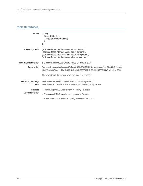 Junos® OS Ethernet Interfaces Configuration ... - Juniper Networks