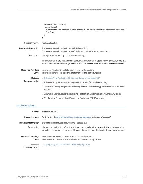 Junos® OS Ethernet Interfaces Configuration ... - Juniper Networks