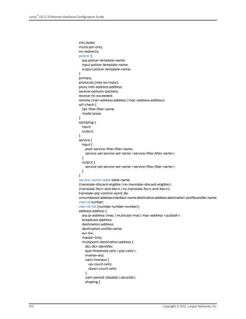 Junos® OS Ethernet Interfaces Configuration ... - Juniper Networks