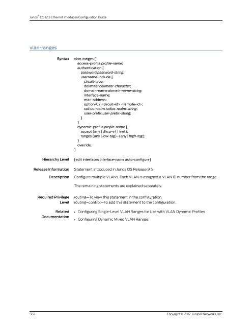 Junos® OS Ethernet Interfaces Configuration ... - Juniper Networks