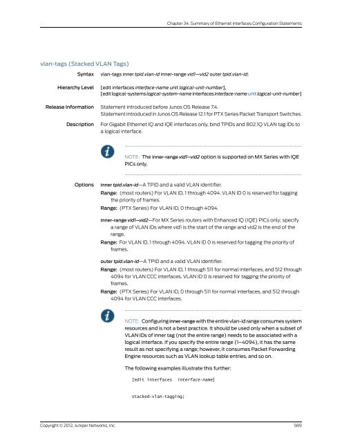 Junos® OS Ethernet Interfaces Configuration ... - Juniper Networks