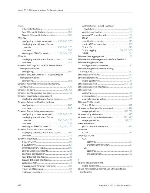 Junos® OS Ethernet Interfaces Configuration ... - Juniper Networks