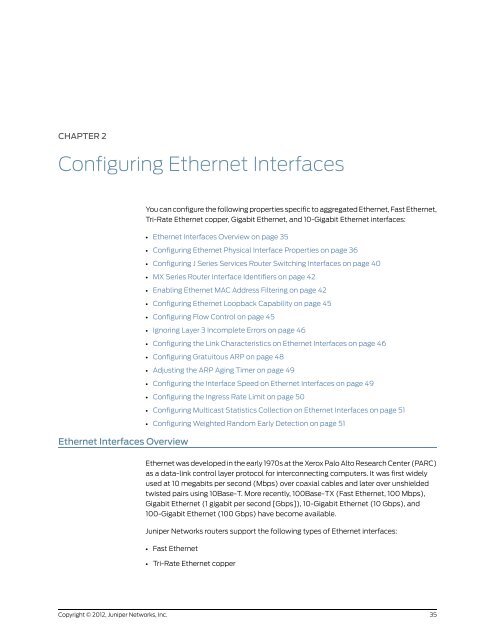 Junos® OS Ethernet Interfaces Configuration ... - Juniper Networks