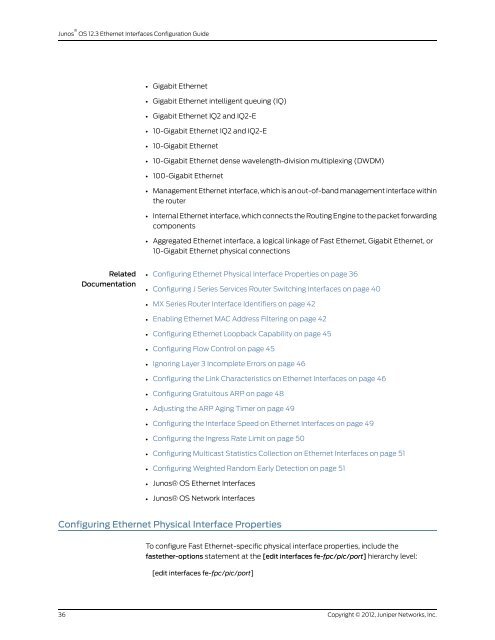 Junos® OS Ethernet Interfaces Configuration ... - Juniper Networks