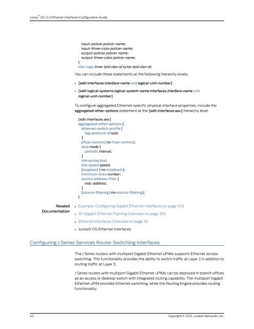 Junos® OS Ethernet Interfaces Configuration ... - Juniper Networks