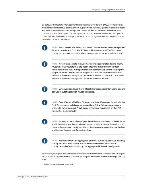 Junos® OS Ethernet Interfaces Configuration ... - Juniper Networks