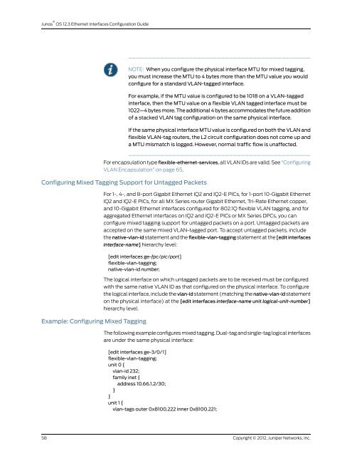 Junos® OS Ethernet Interfaces Configuration ... - Juniper Networks