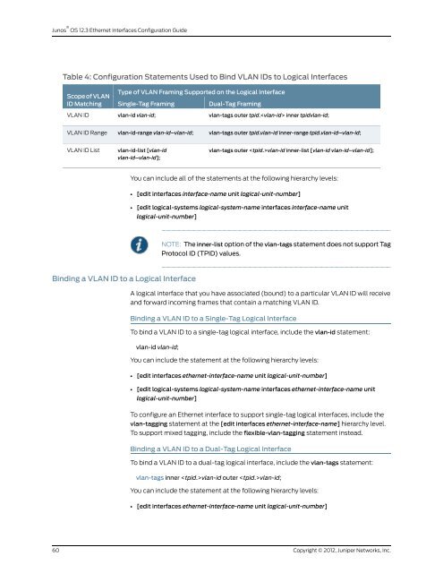 Junos® OS Ethernet Interfaces Configuration ... - Juniper Networks