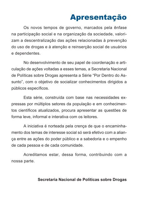 Drogas: Cartilha para pais de crianças