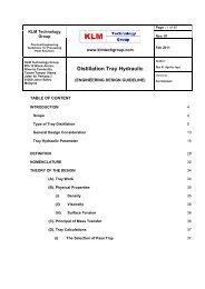 Distillation Tray Hydraulic - KLM Technology Group