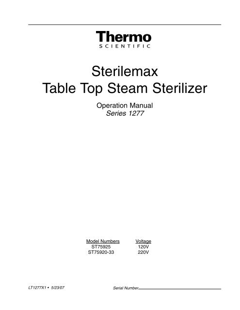 Sterilemax Table Top Steam Sterilizer