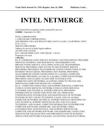 intel netmerge - Controller General of Patents, Designs, and Trade ...