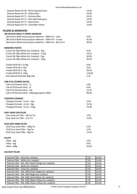 View or download our catalogue / pricelist. - East Coast Fibreglass ...