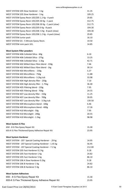 View or download our catalogue / pricelist. - East Coast Fibreglass ...