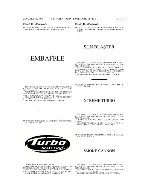 MARKS PUBLISHED FOR OPPOSITION