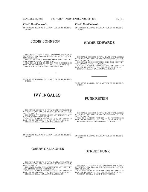 MARKS PUBLISHED FOR OPPOSITION