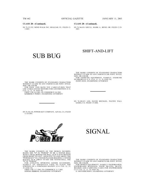 MARKS PUBLISHED FOR OPPOSITION