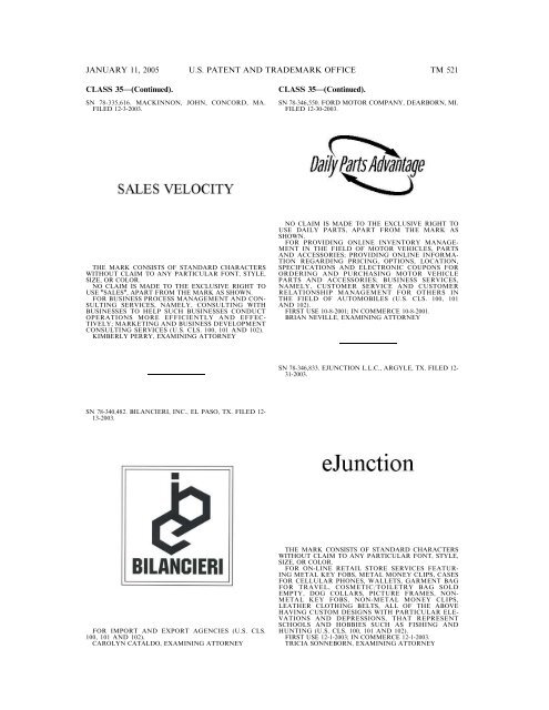 MARKS PUBLISHED FOR OPPOSITION