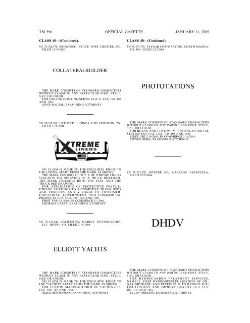 MARKS PUBLISHED FOR OPPOSITION