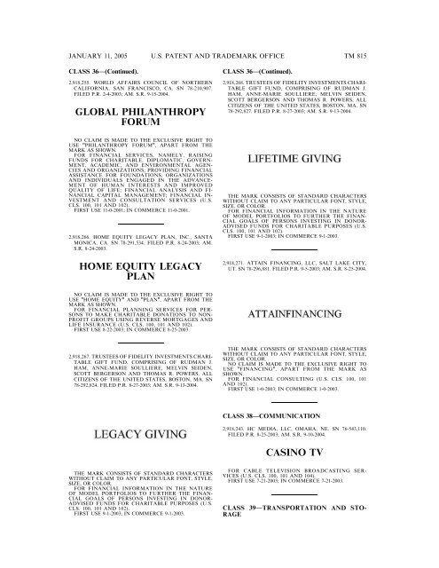 MARKS PUBLISHED FOR OPPOSITION