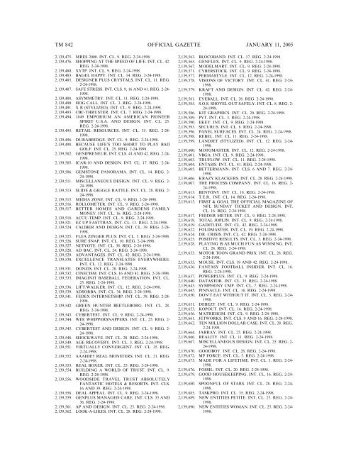 MARKS PUBLISHED FOR OPPOSITION