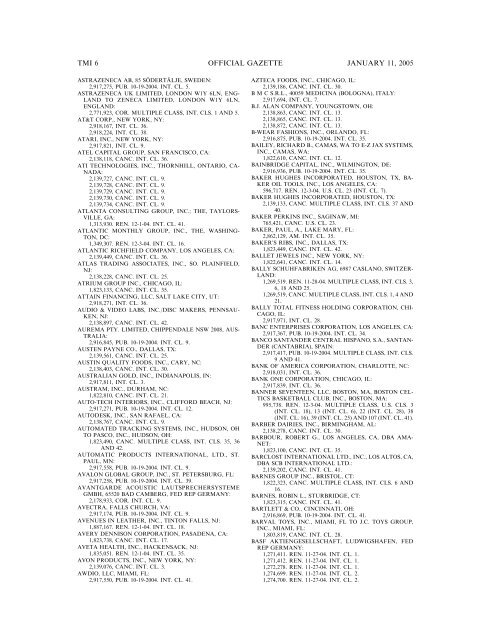 MARKS PUBLISHED FOR OPPOSITION