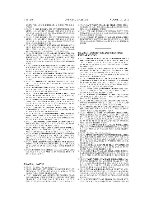 MARKS PUBLISHED FOR OPPOSITION - United States Patent and ...