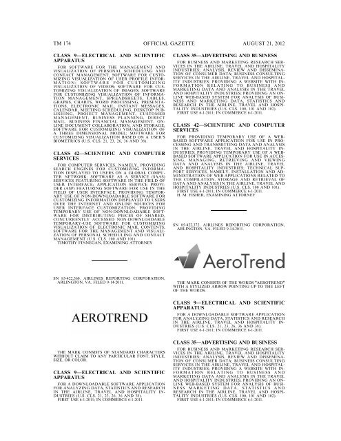 MARKS PUBLISHED FOR OPPOSITION - United States Patent and ...