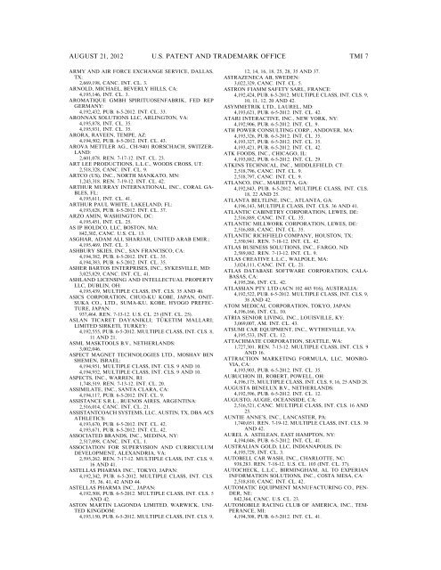 MARKS PUBLISHED FOR OPPOSITION - United States Patent and ...