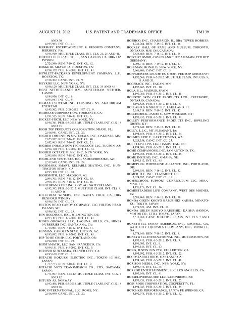 MARKS PUBLISHED FOR OPPOSITION - United States Patent and ...