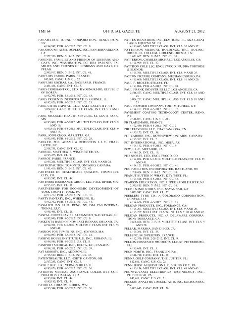 MARKS PUBLISHED FOR OPPOSITION - United States Patent and ...