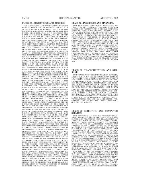 MARKS PUBLISHED FOR OPPOSITION - United States Patent and ...