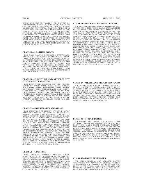 MARKS PUBLISHED FOR OPPOSITION - United States Patent and ...