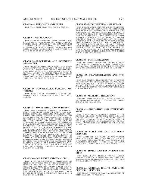 MARKS PUBLISHED FOR OPPOSITION - United States Patent and ...