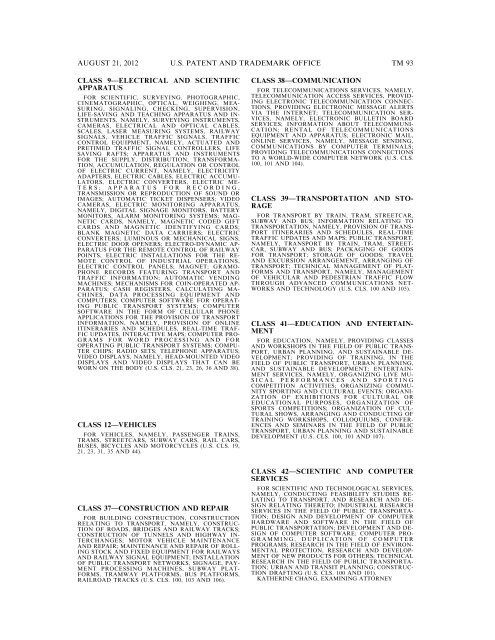 MARKS PUBLISHED FOR OPPOSITION - United States Patent and ...