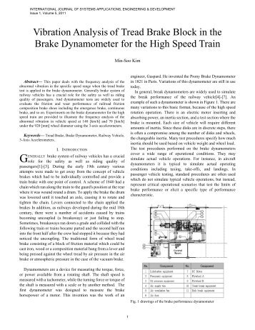 Vibration Analysis of Tread Brake Block in the ... - university press