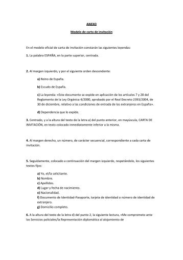 ANEXO Modelo de carta de invitaciÃ³n En el modelo oficial ... - Spain