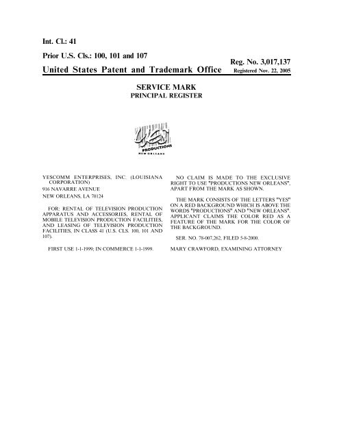 United States Patent and Trademark Office