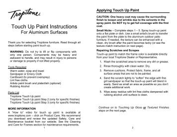 Touch Up Paint Instructions - Tropitone