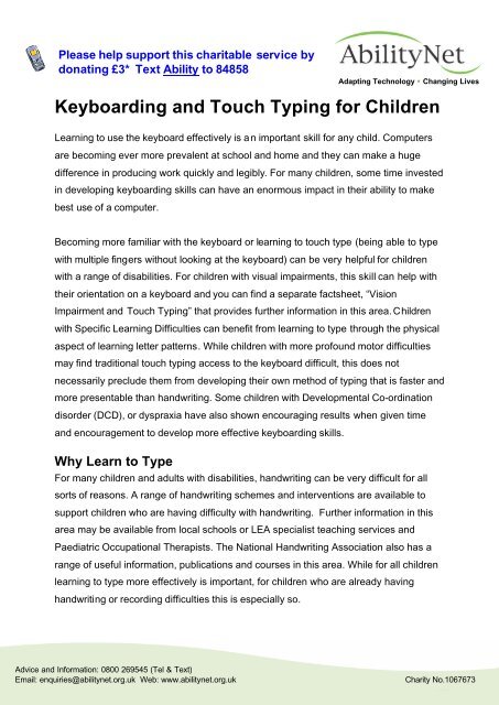 Keyboarding and Touch Typing for Children - AbilityNet