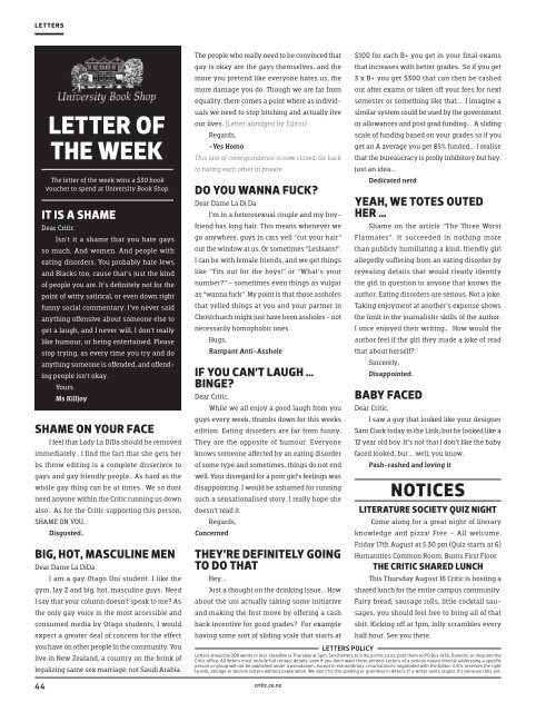 Issue 20 | August 13,2012 | critic.co.nz