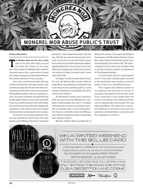 Issue 20 | August 13,2012 | critic.co.nz