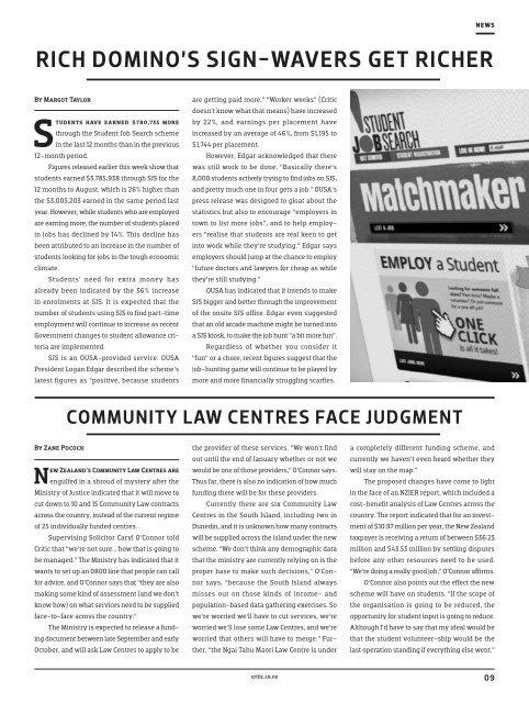 Issue 20 | August 13,2012 | critic.co.nz