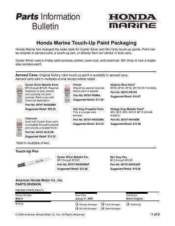 Honda Marine Touch-Up Paint Packaging - Suzuki Automotive Paint ...