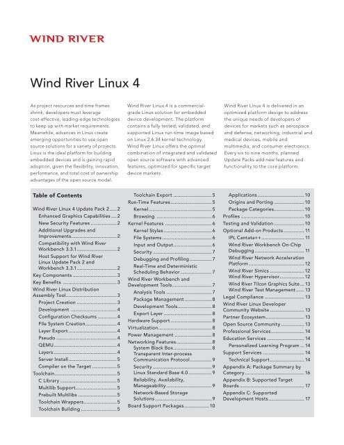 Wind River Linux 4 Product Note