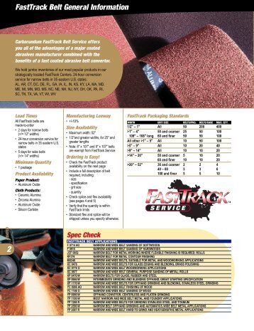 FastTrack Belt General Information 2 - Carborundum Abrasives for ...