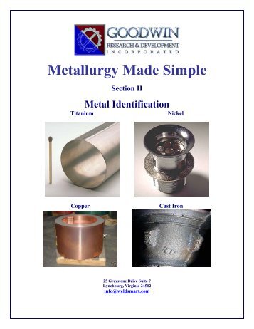 Metallurgy Made Simple Section II Metal Identification