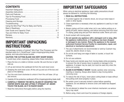 INSTRUCTION AND RECIPE BOOKLET Mini-Prep® Plus ... - Cuisinart