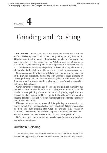Grinding and Polishing - ASM International