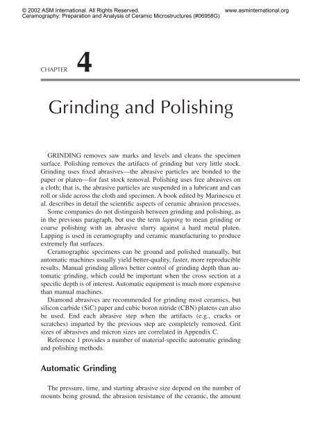 Grinding and Polishing - ASM International